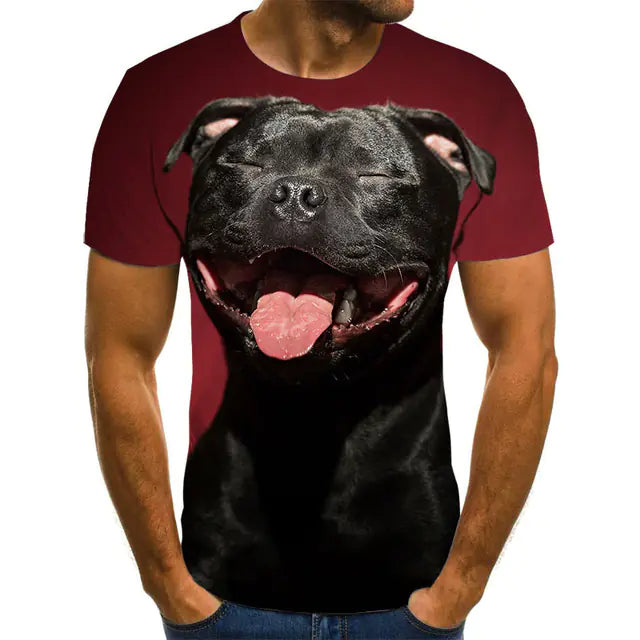 Creative Dog Pattern Casual Men's Polyester T-Shirt