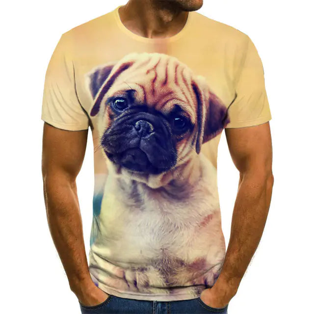 Creative Dog Pattern Casual Men's Polyester T-Shirt