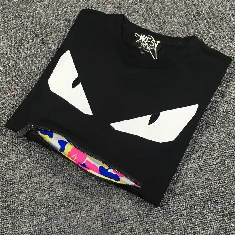 Men's Summer T-Shirt, New Trendy Zipper Monster Design