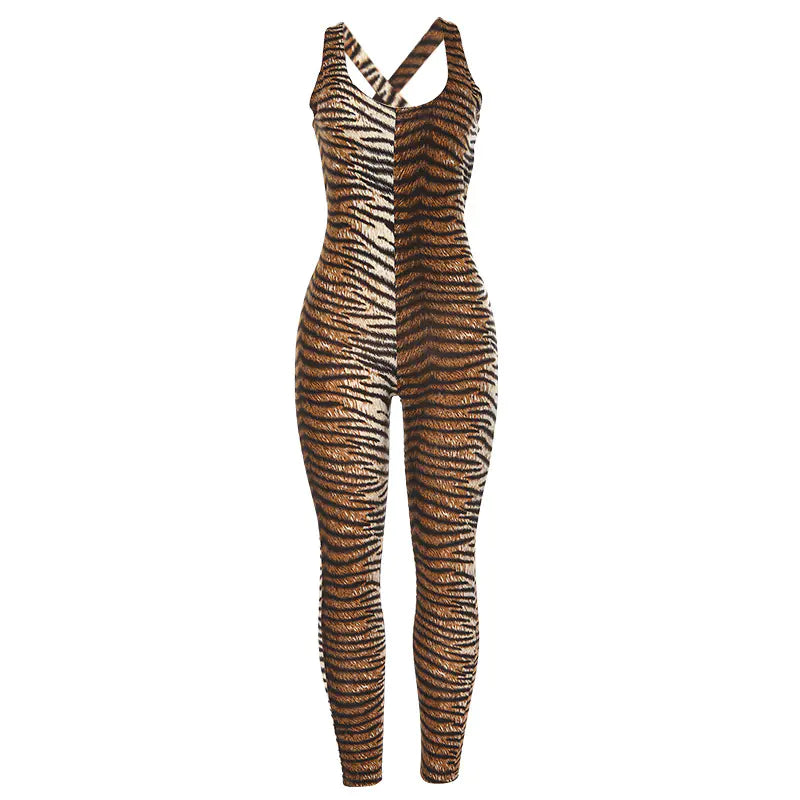 Leopard Print Hollow Out Sports Bodysuit