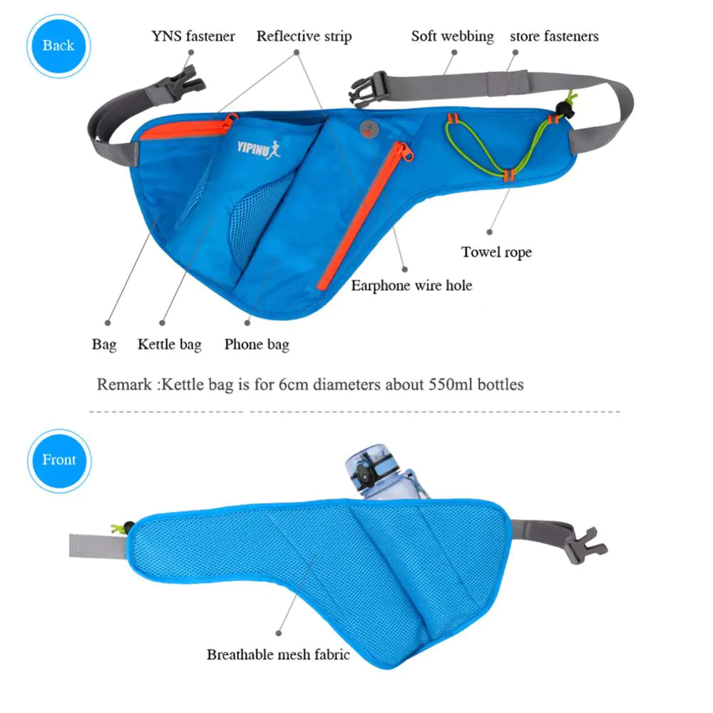Running Waist Pack with Water Bottle and Phone Holder