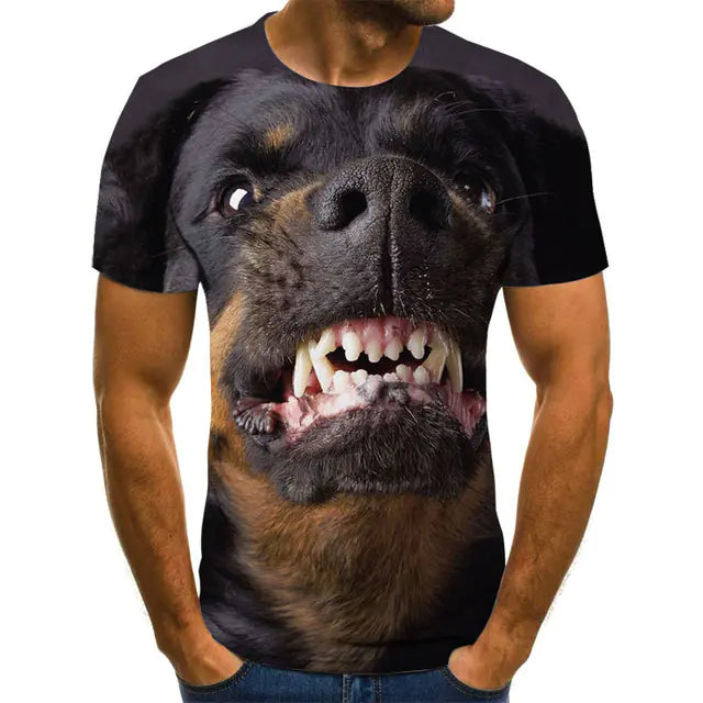 Creative Dog Pattern Casual Men's Polyester T-Shirt
