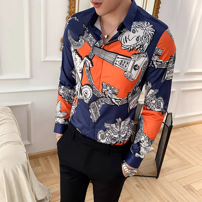 Printed Long Sleeve Shirt for Slim Fit
