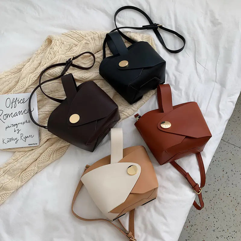 Autumn Winter Bucket Bag, Solid Color Shoulder Bag