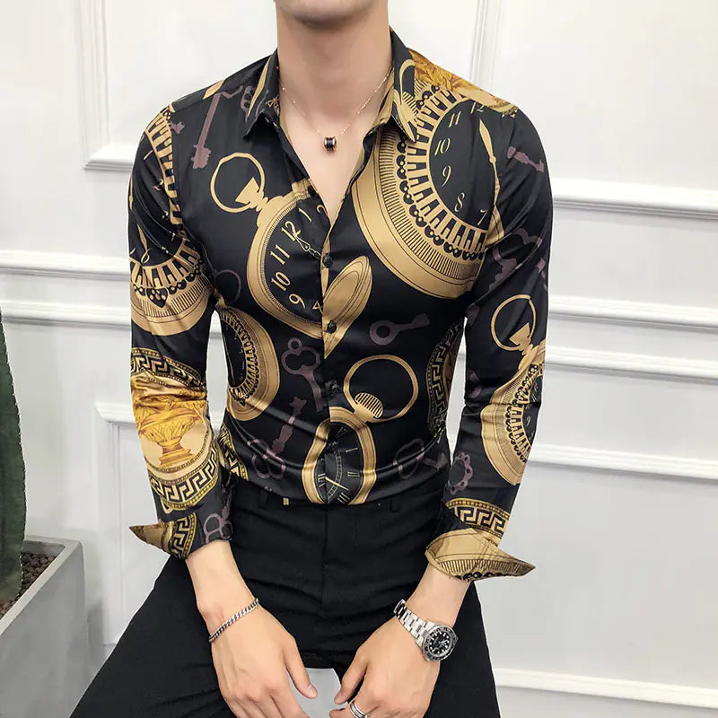 Printed Long Sleeve Shirt for Slim Fit