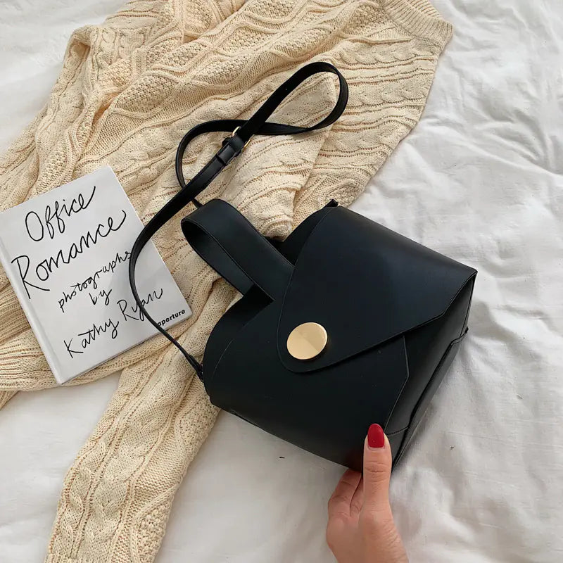 Autumn Winter Bucket Bag, Solid Color Shoulder Bag