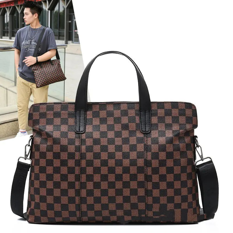 Plaid Business Handbag - Horizontal Shoulder Messenger