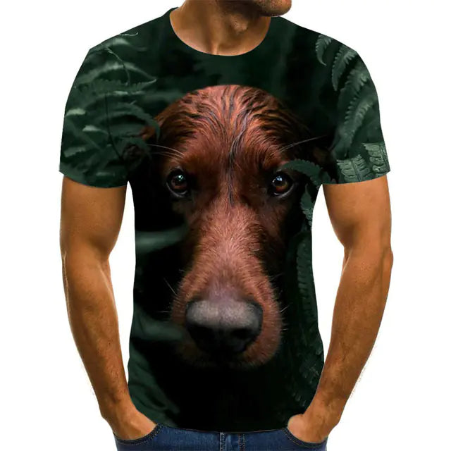 Creative Dog Pattern Casual Men's Polyester T-Shirt