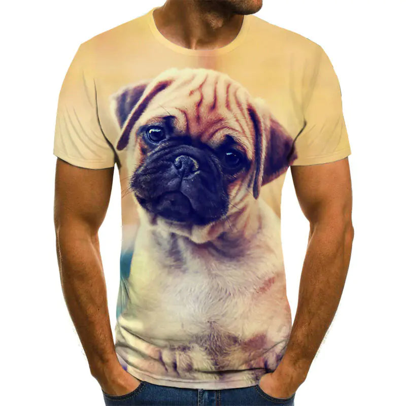 Creative Dog Pattern Casual Men's Polyester T-Shirt