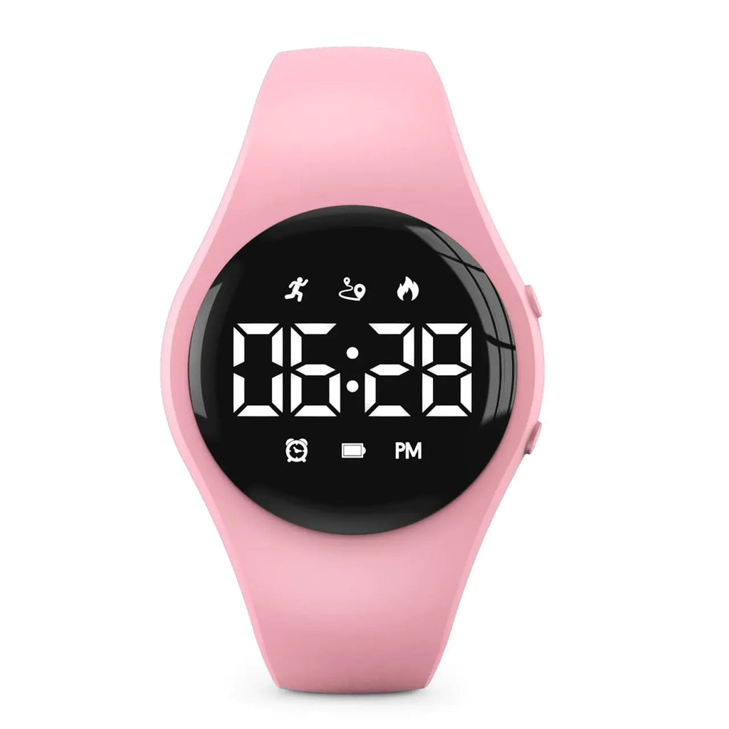Kids Led Digital Pedometer Watch Steps Counter Waterproof Wristwatch Vibrating Alarm Clock Stopwatch Great Gift for Kids Children Teens Girls Boys (Pink)