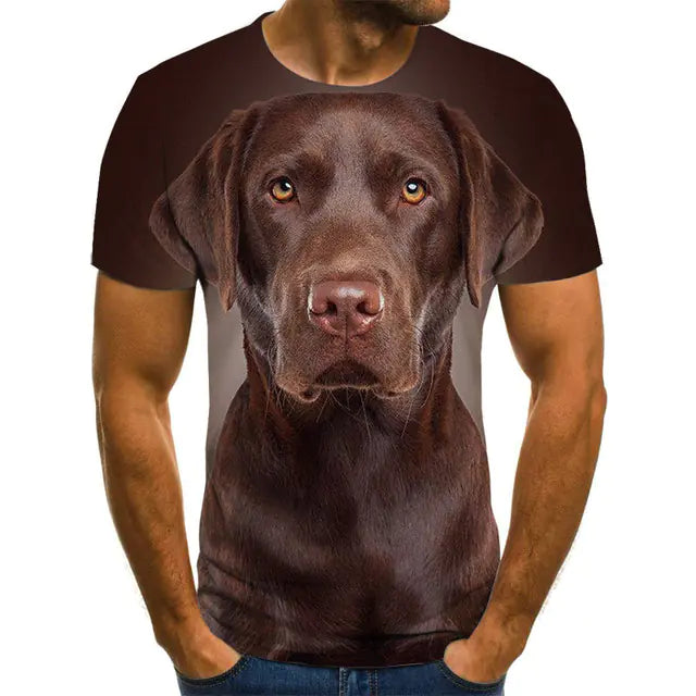 Creative Dog Pattern Casual Men's Polyester T-Shirt