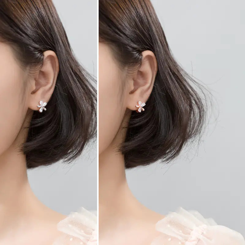 S925 Silver Floral Short Hoop Earrings for Women