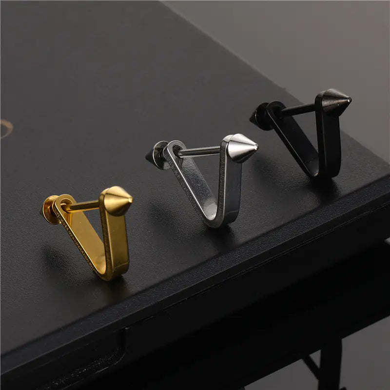 Korean Style V-Shaped Men's Titanium Steel Earrings