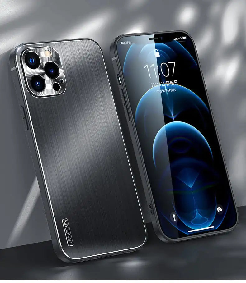 Brushed Metal All-Inclusive Phone Case with Fine Holes
