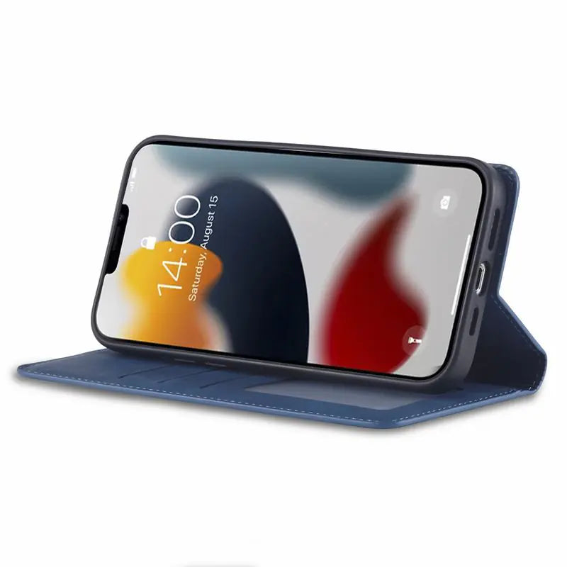 Luxurious Magnetic Leather Wallet Case for iPhone 14