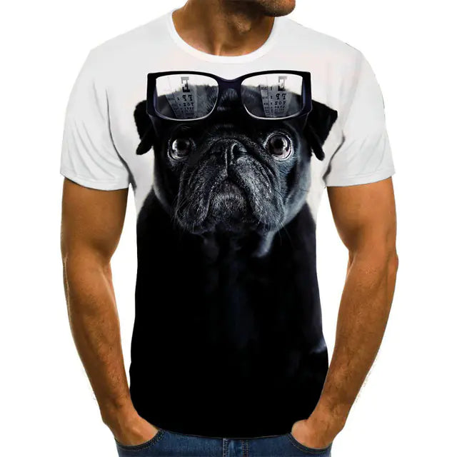 Creative Dog Pattern Casual Men's Polyester T-Shirt