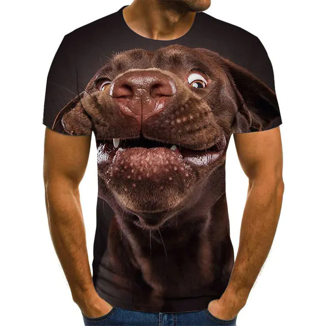 Creative Dog Pattern Casual Men's Polyester T-Shirt