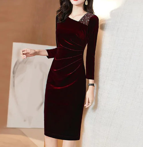 2020 Spring V-Neck Sequin Midi Dress for Women