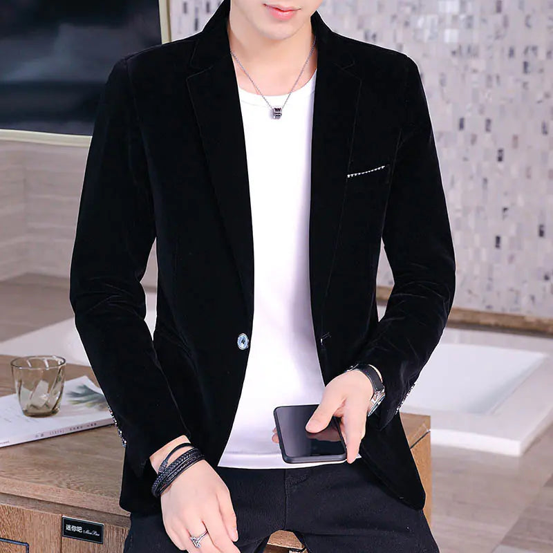 Autumn Men's Casual Slim Fit Corduroy Blazer