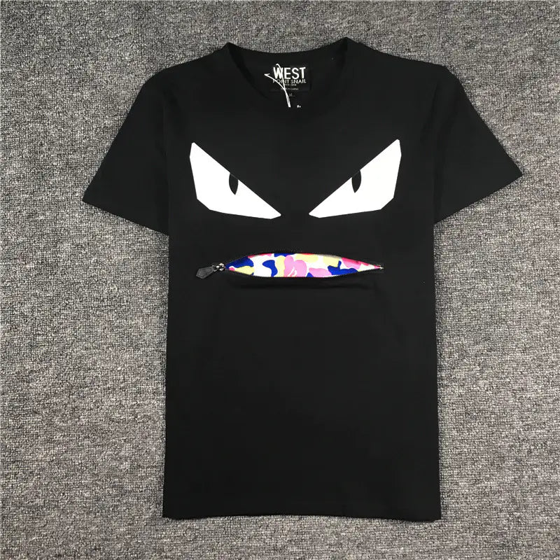 Men's Summer T-Shirt, New Trendy Zipper Monster Design
