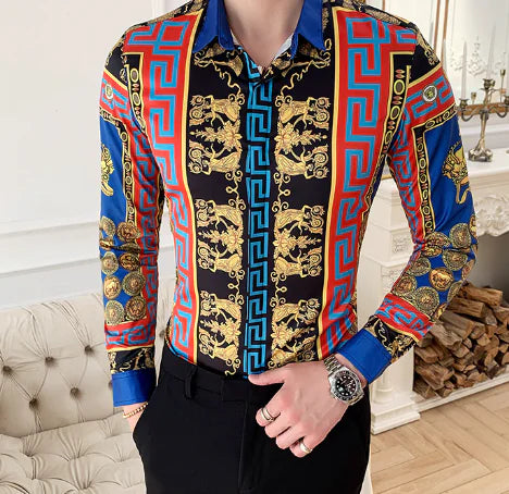 Printed Long Sleeve Shirt for Slim Fit