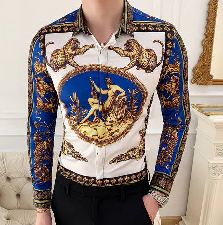 Printed Long Sleeve Shirt for Slim Fit