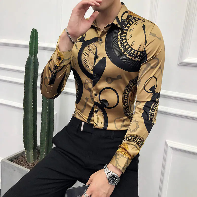 Printed Long Sleeve Shirt for Slim Fit