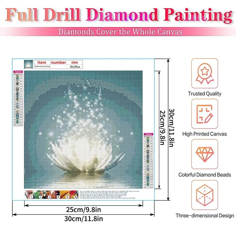 Diamond Painting Kit for Adults and Kids - Lotus Design
