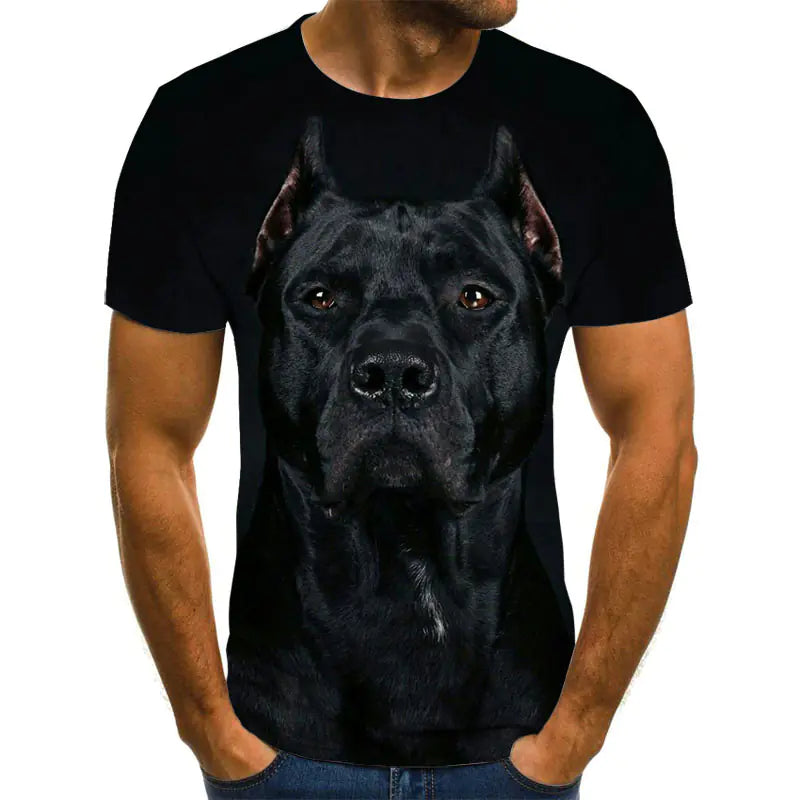 Creative Dog Pattern Casual Men's Polyester T-Shirt