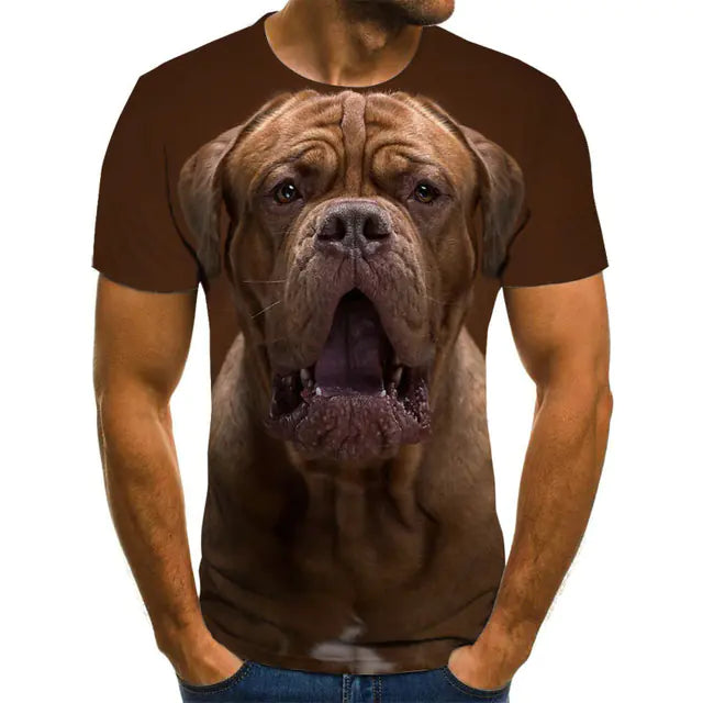 Creative Dog Pattern Casual Men's Polyester T-Shirt