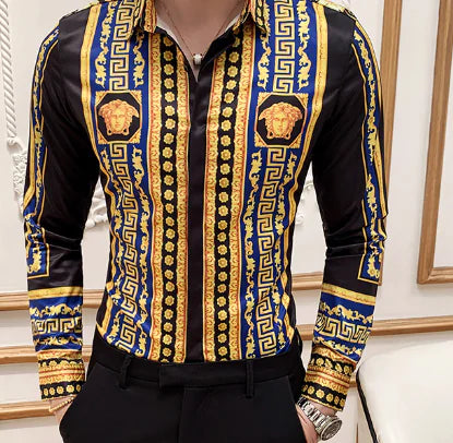 Printed Long Sleeve Shirt for Slim Fit