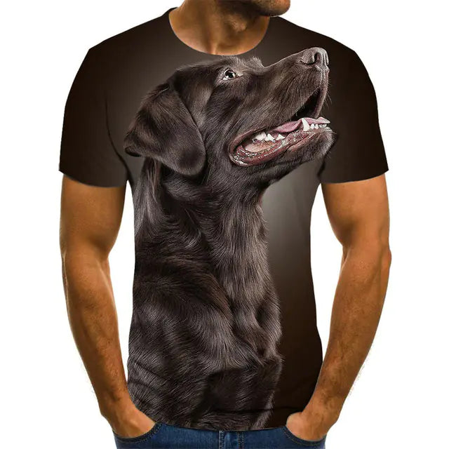 Creative Dog Pattern Casual Men's Polyester T-Shirt