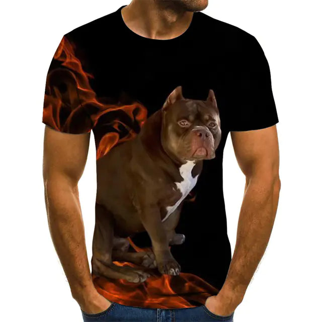Creative Dog Pattern Casual Men's Polyester T-Shirt
